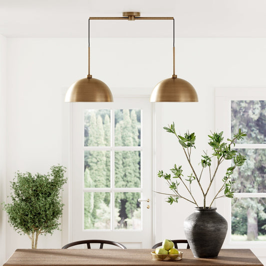 Nathan James Percy Modern 2-Light Pendant Island Light Fixture, Hanging Lights with Metal Shade and Adjustable Cord