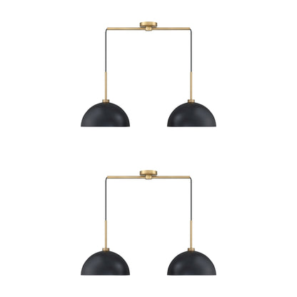 Nathan James Percy Modern 2-Light Pendant Island Light Fixture, Hanging Lights with Metal Shade and Adjustable Cord