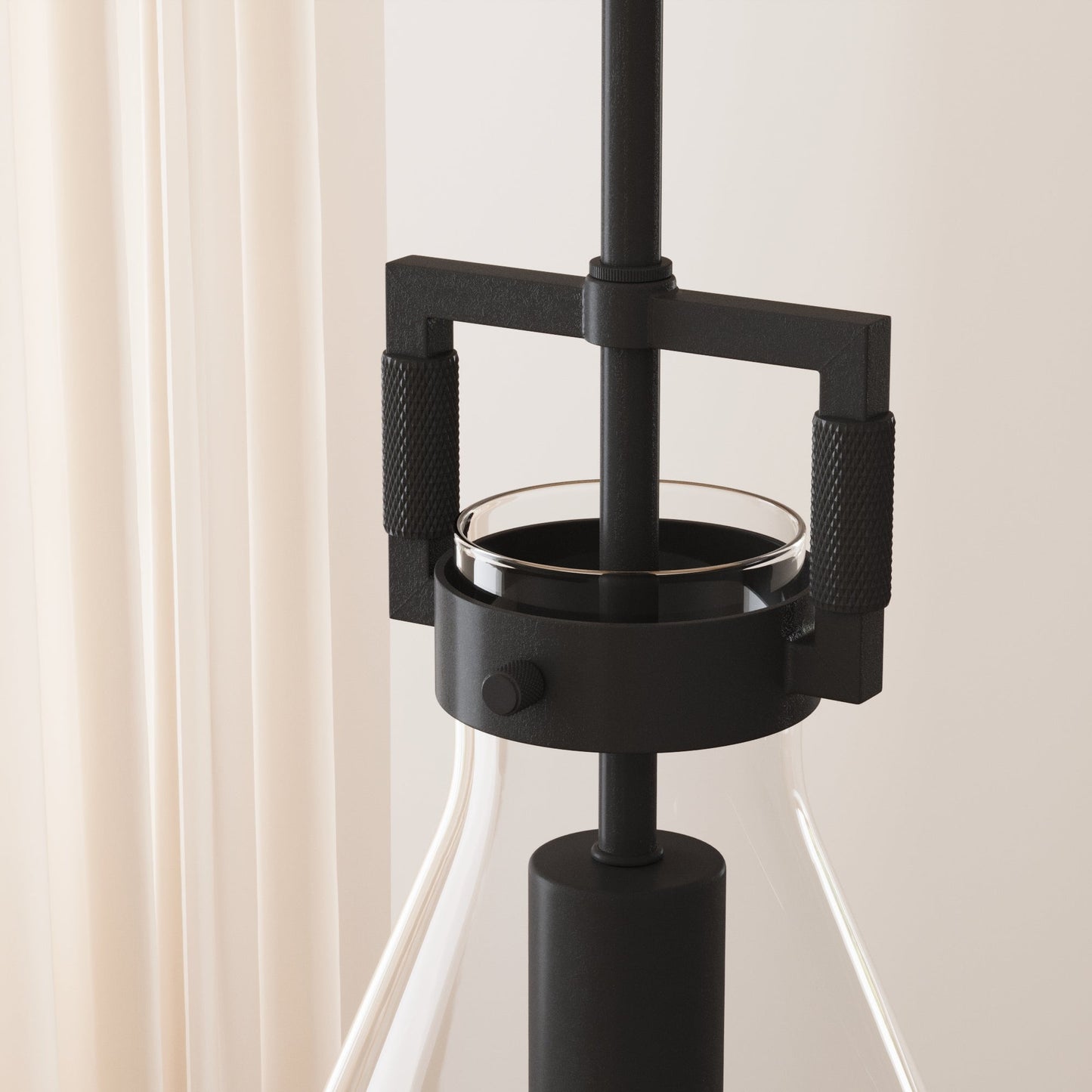 Nathan James Vincent Glass Pendant Lighting, Hanging Light Fixture with Adjustable Stem and Clear Shade