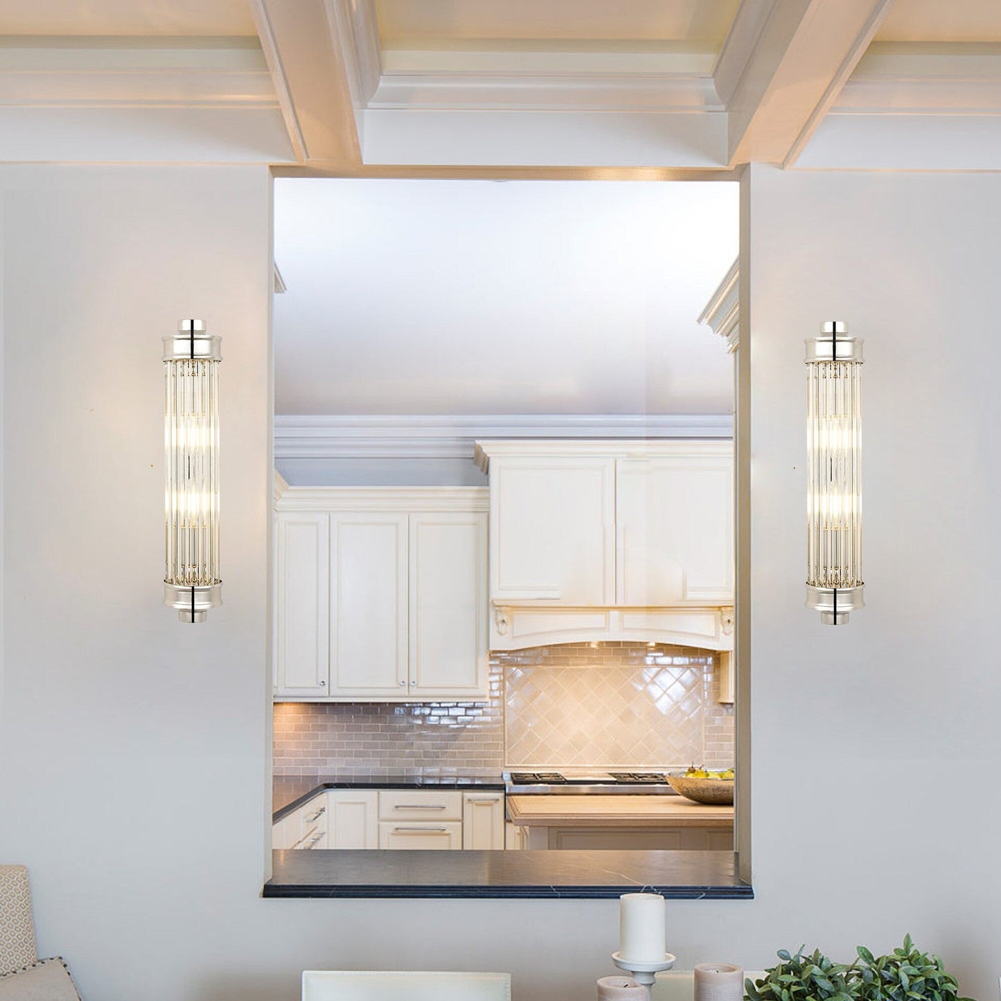 Nordic Postmodern Wall Sconce, European Wall Light in Simple Vintage Glass Crystal