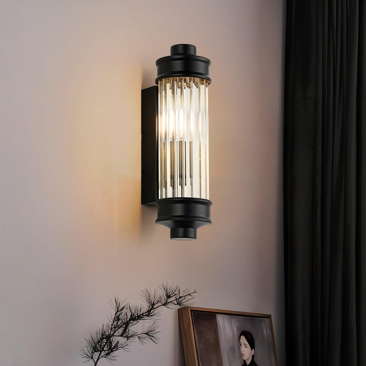 Nordic Postmodern Wall Sconce, European Wall Light in Simple Vintage Glass Crystal