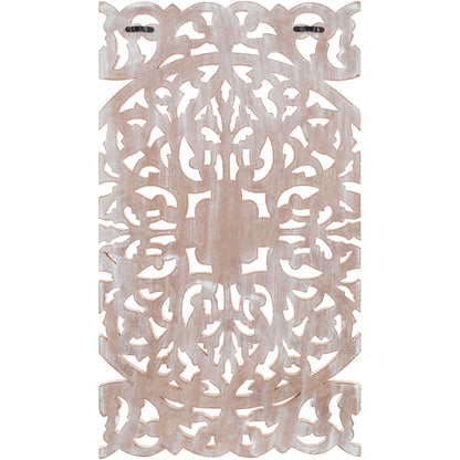 Décoration murale à 3 panneaux en bois naturel sculpté à la main Norma Floral 48 x 28 pouces