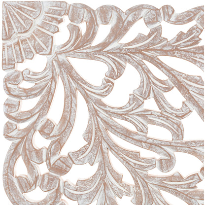 Décoration murale à 3 panneaux en bois naturel sculpté à la main Norma Floral 48 x 28 pouces