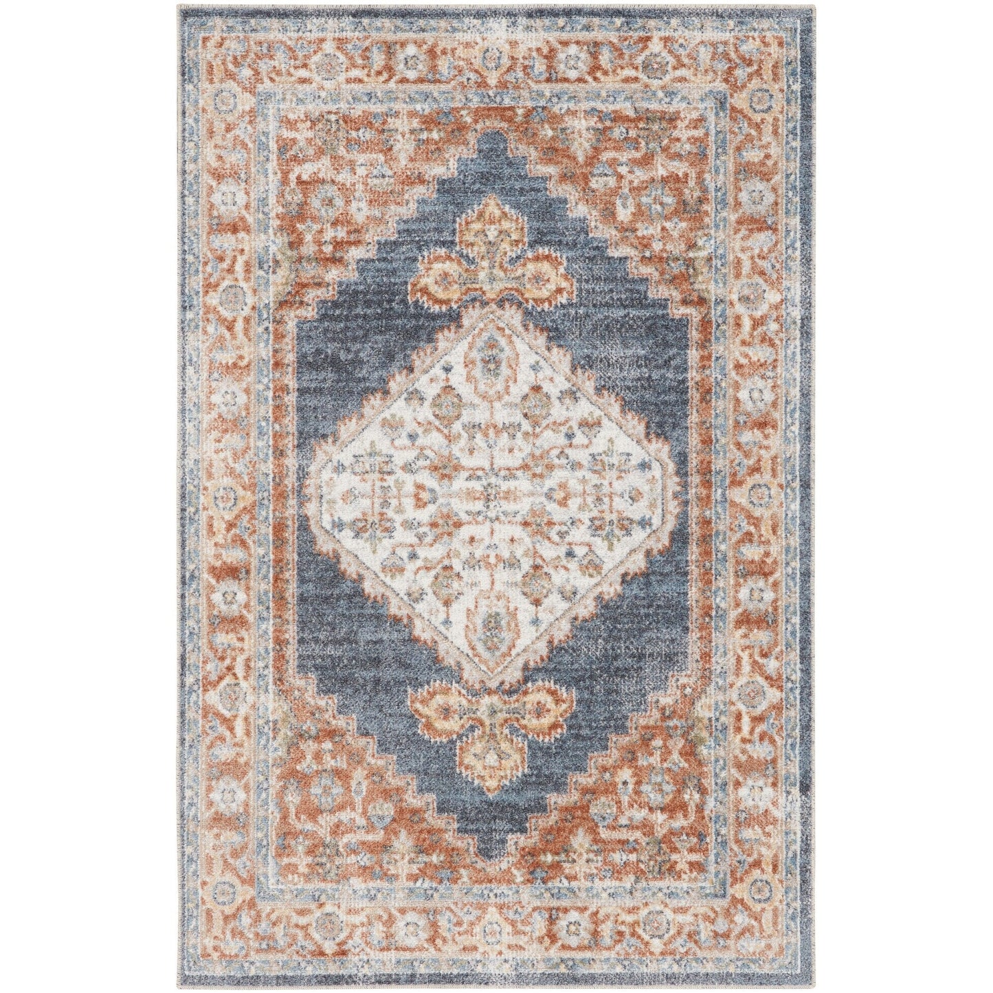 Tapis persan vieilli Nourison Abby, lavable en machine, pour intérieur uniquement.