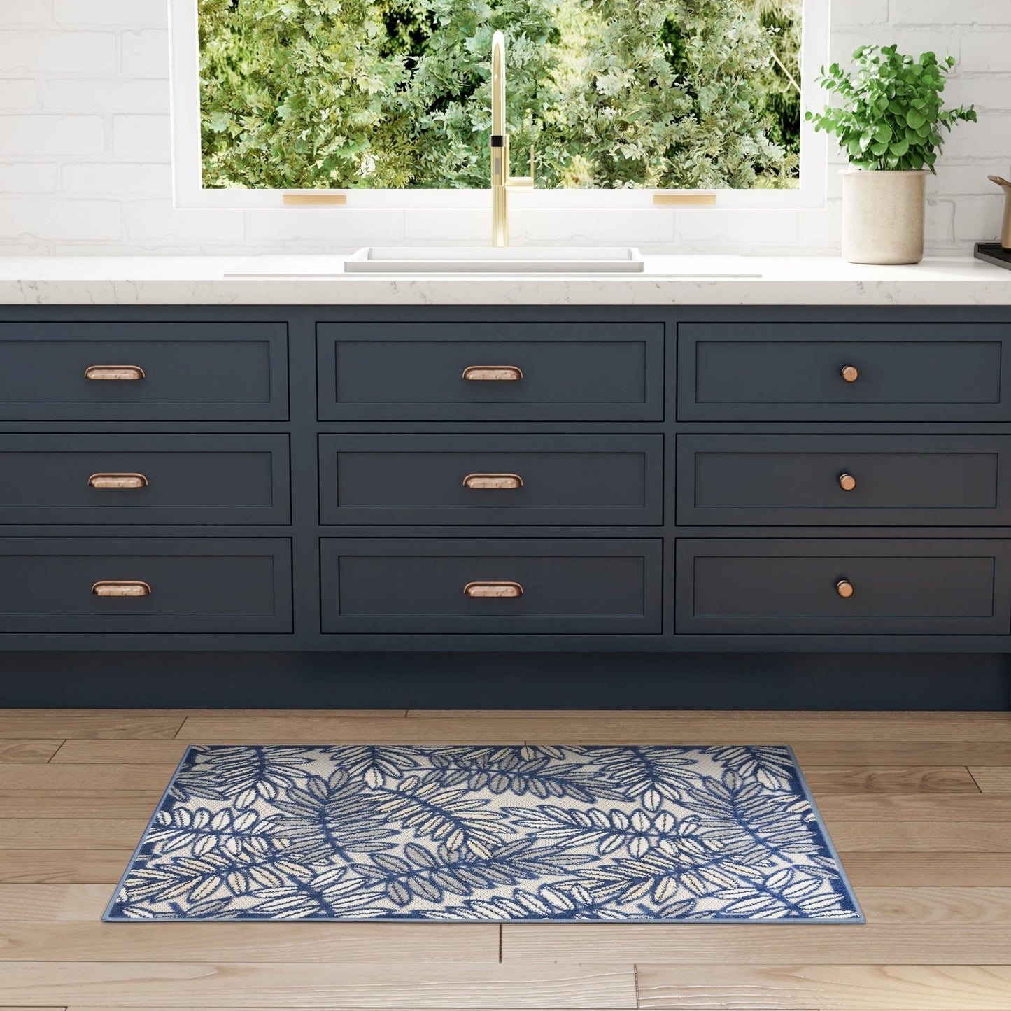 Tapis d'intérieur/extérieur à motif floral Nourison Alice