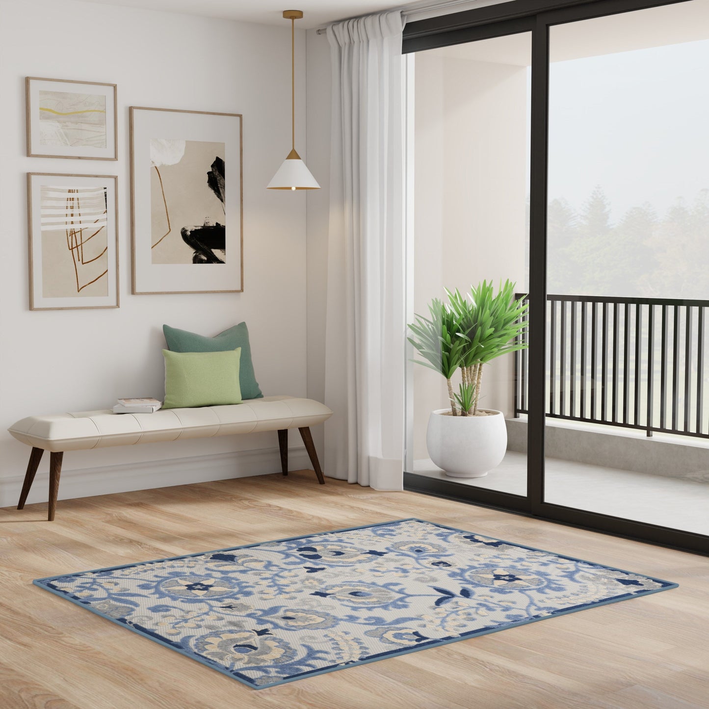 Tapis d'intérieur/extérieur à motif floral Nourison Alice