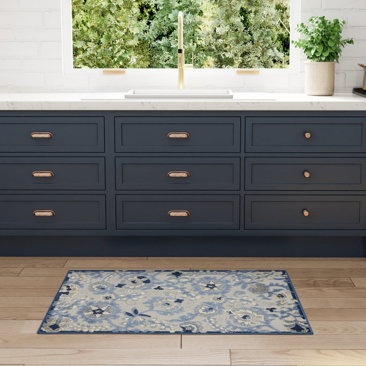 Tapis d'intérieur/extérieur à motif floral Nourison Alice