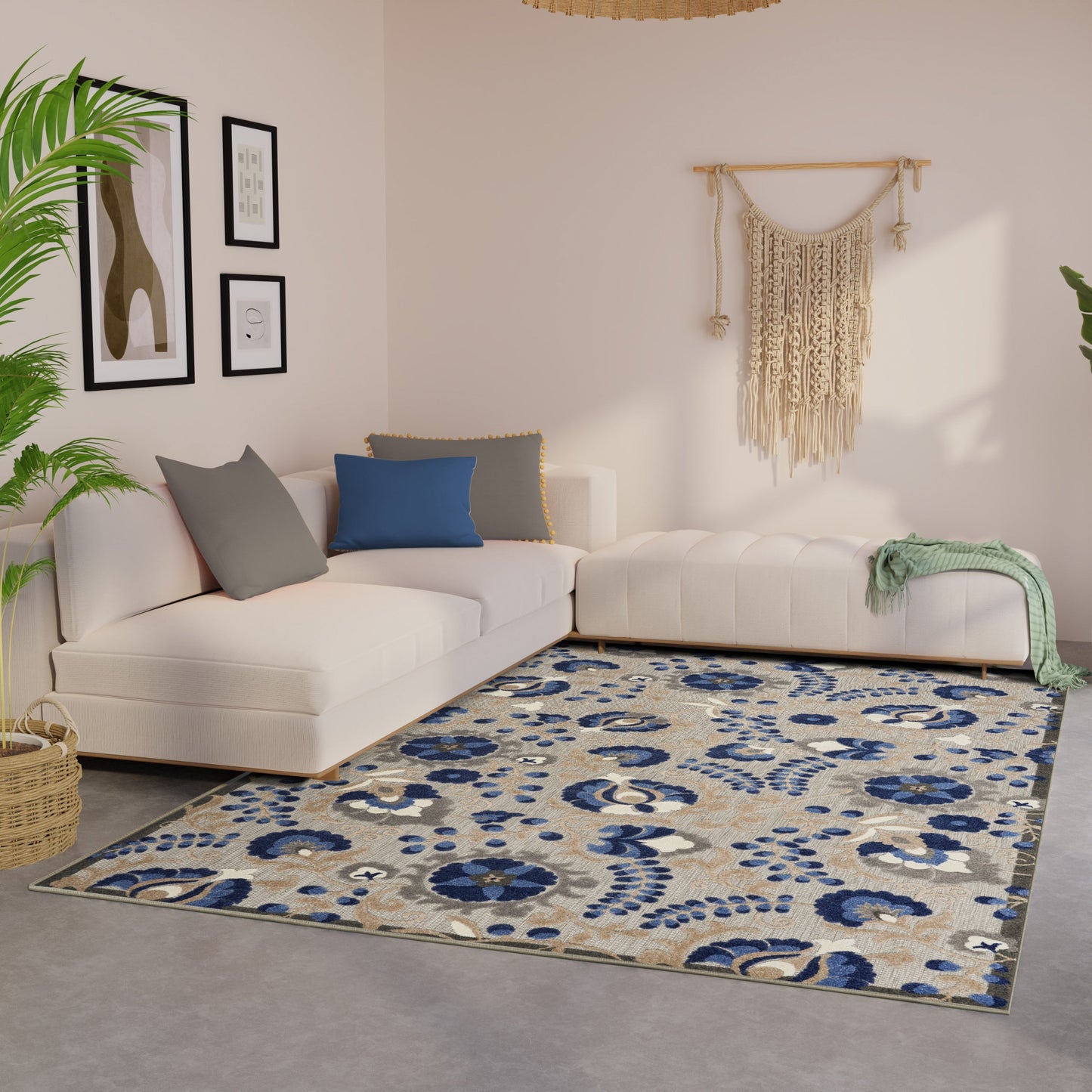 Tapis d'intérieur/extérieur à motif floral Nourison Alice