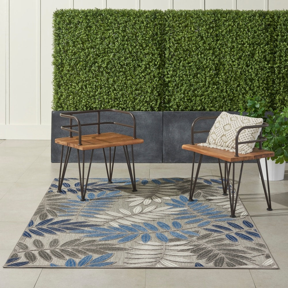 Tapis d'intérieur/extérieur Nourison Aloha à motif de feuilles vibrantes