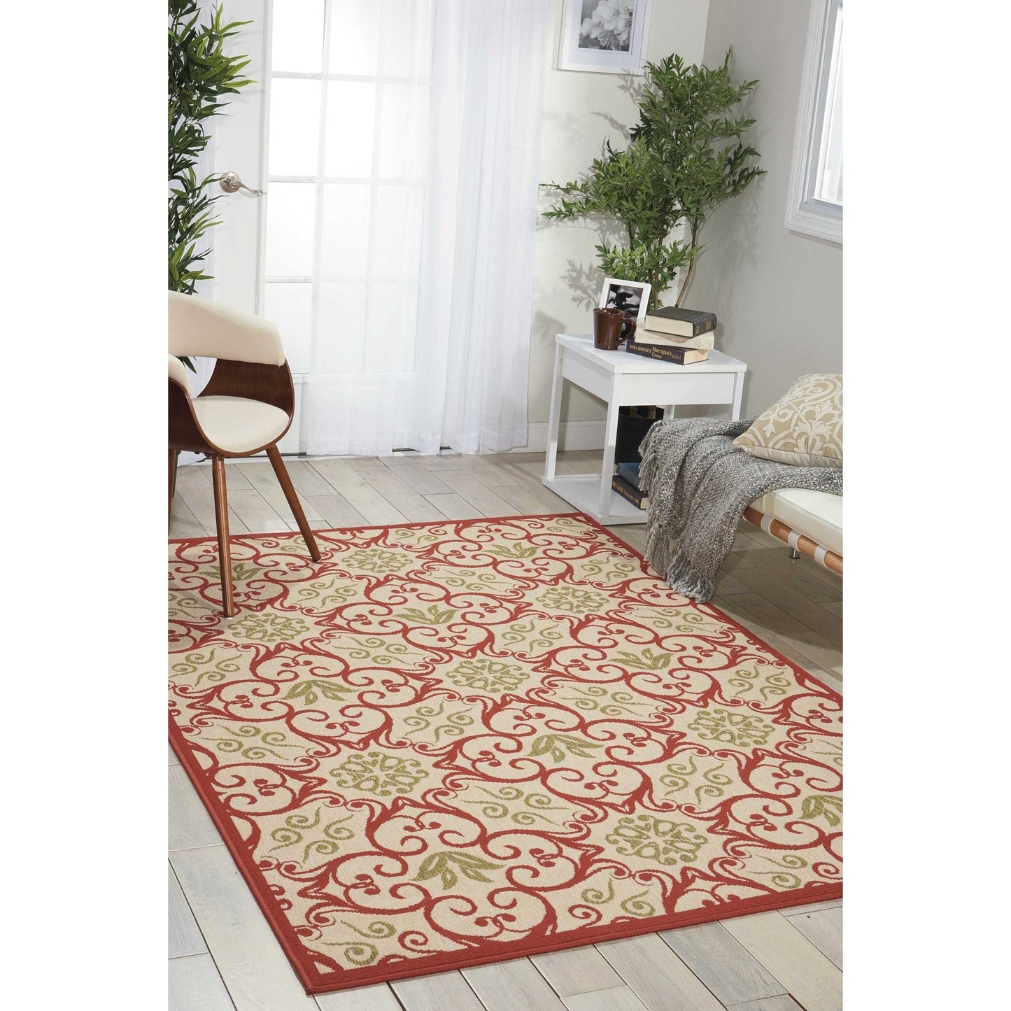 Tapis d'intérieur/extérieur Nourison à motif floral géométrique des Caraïbes