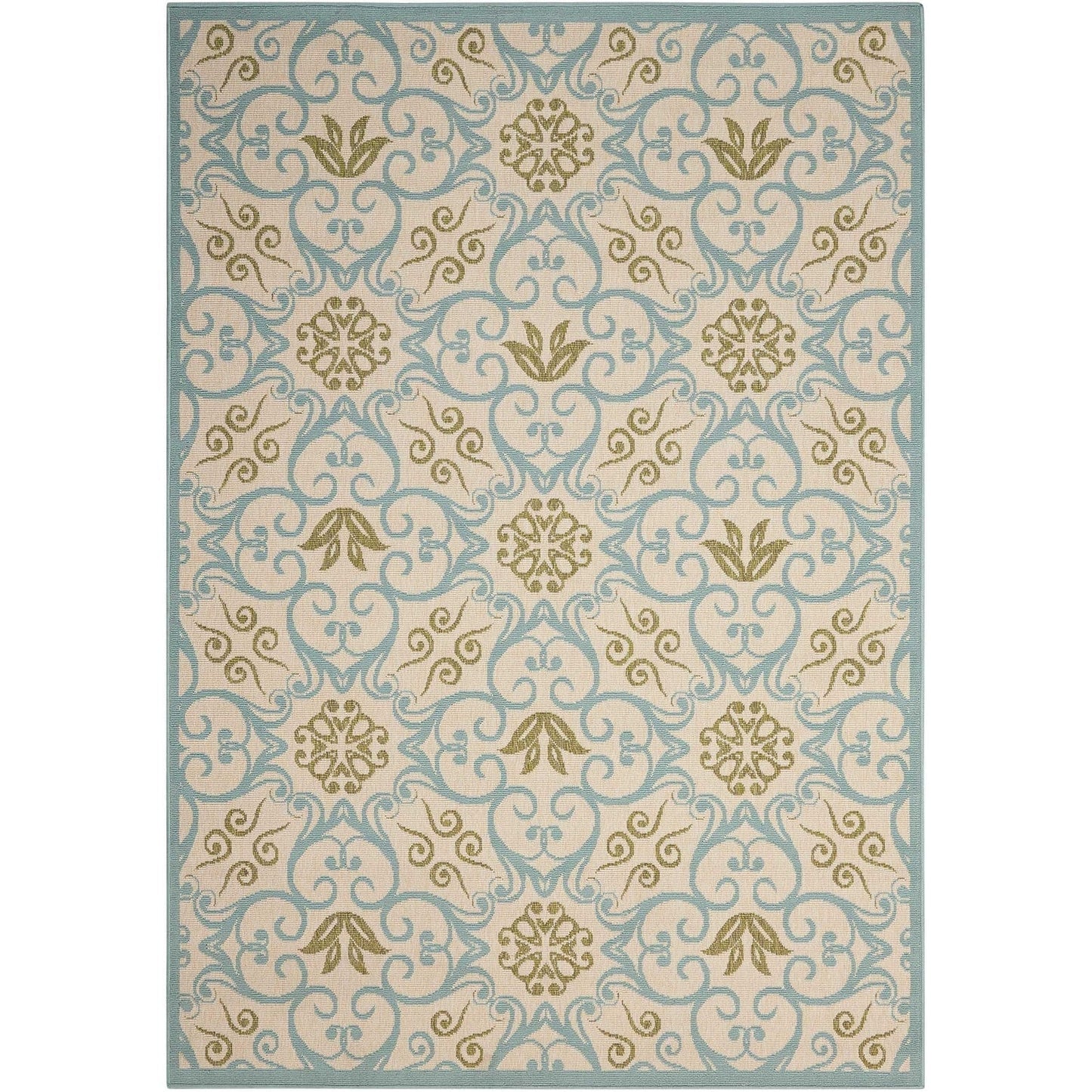 Tapis d'intérieur/extérieur Nourison à motif floral géométrique des Caraïbes