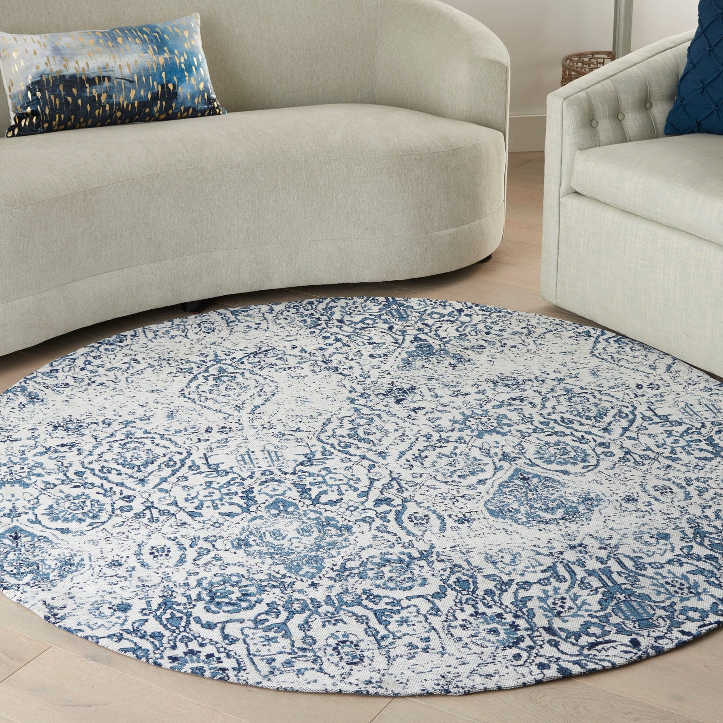Tapis contemporain Nourison Damas vieilli