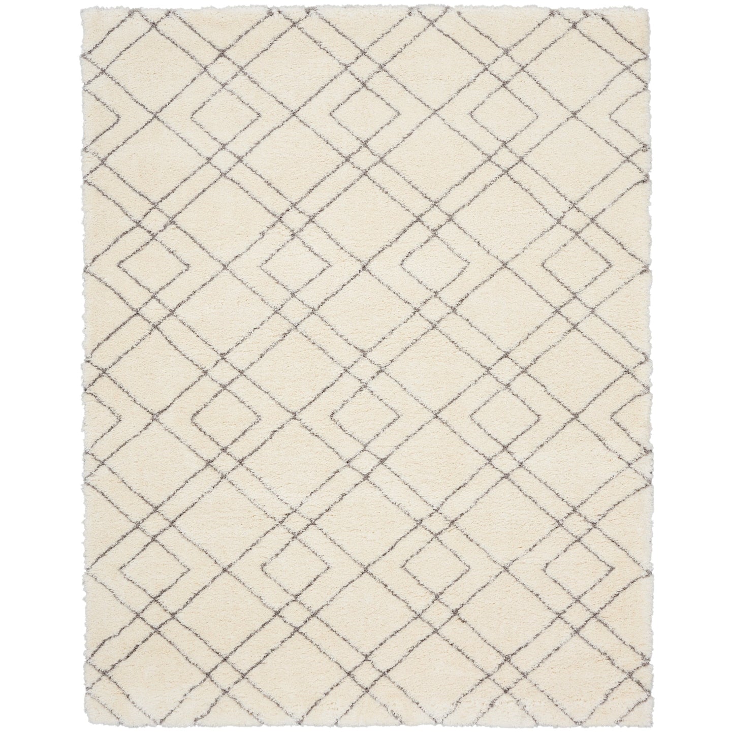 Tapis Nourison luxueux à poils longs et ultra moelleux, motif géométrique abstrait