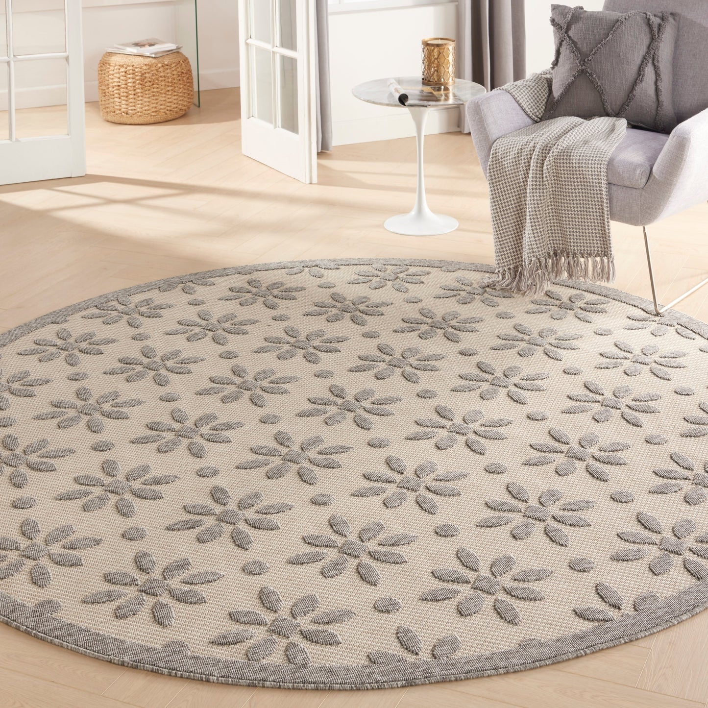 Tapis d'intérieur/extérieur Nourison Palamos à motif floral moderne et géométrique à hauteur variable