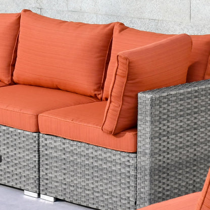 OVIOS Deep Seat Wicker 11-piece Sectional Set Swivel Chairs Fire Pit