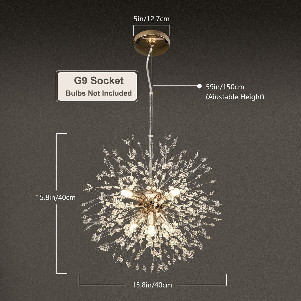 OYIPRO Modern Firework Sputnik Chandelier Crystal Pendant Lighting