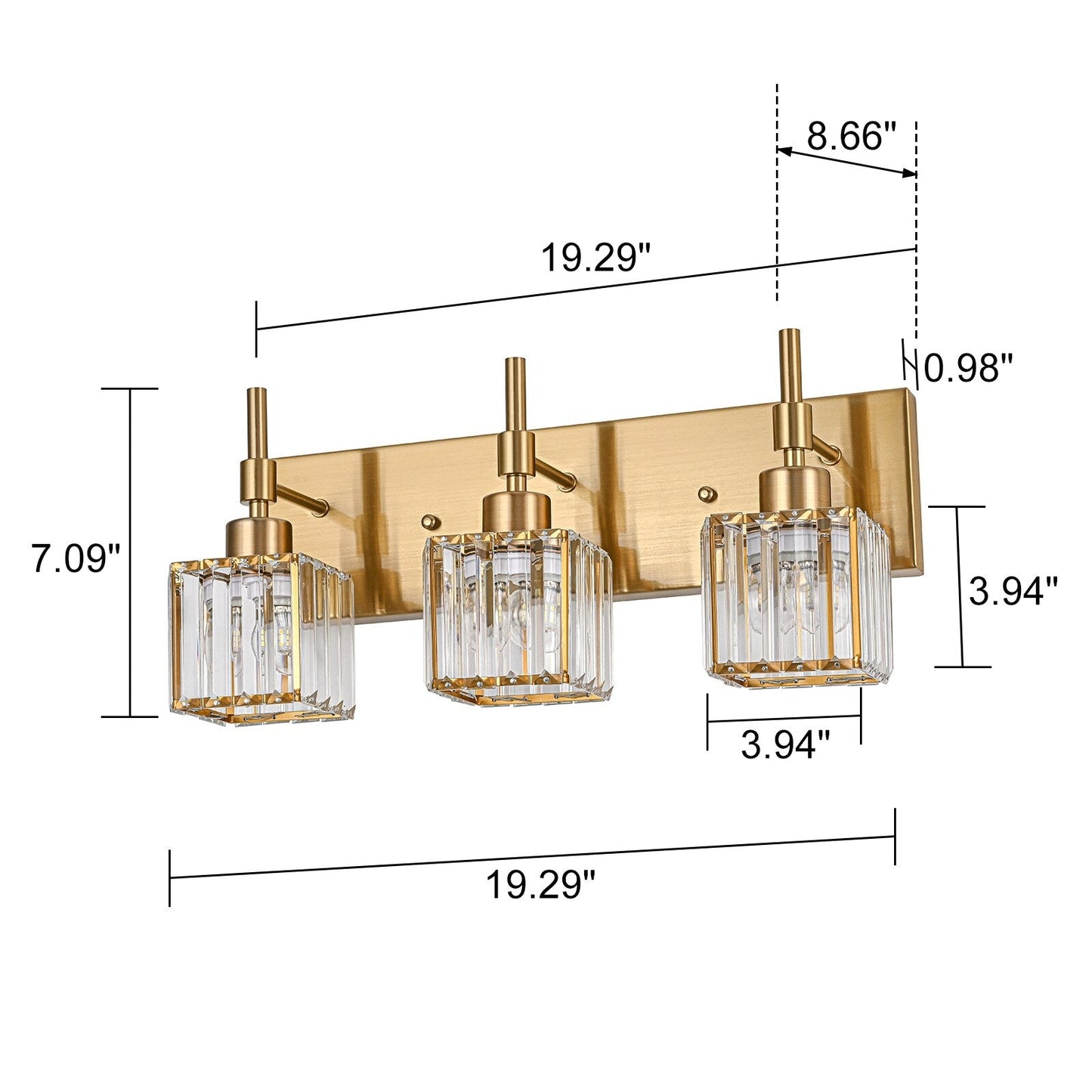 Luminaires de salle de bain en cristal à intensité variable Ora Modern sur miroir Glam Vanity Lights