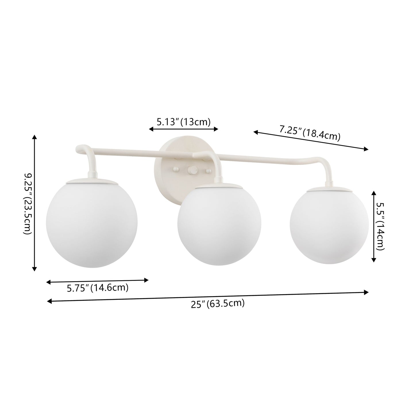 Globe Metal/Frosted Glass Modern LED Vanity, by JONATHAN Y
