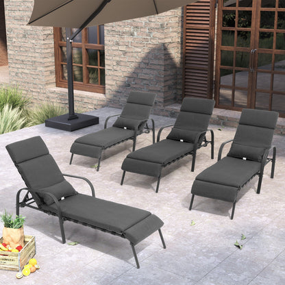 Chaise longue d'extérieur réglable avec coussin pour la plage et la piscine