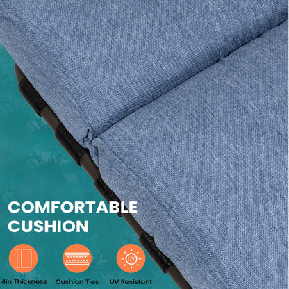 Chaise longue d'extérieur réglable avec coussin pour la plage et la piscine