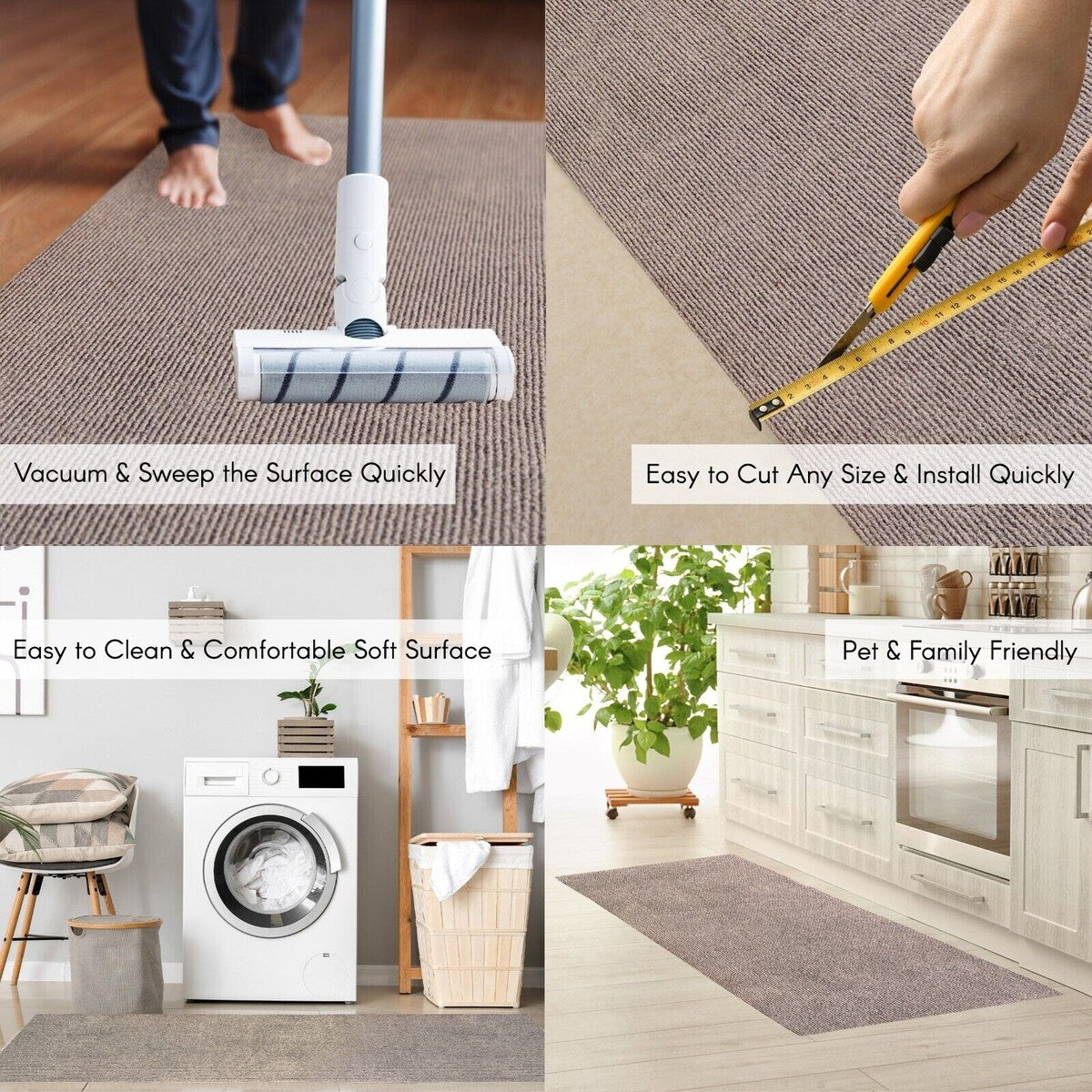 Tapis de couloir sur mesure pour intérieur/extérieur, 91 cm de large x longueur au choix, avec envers antidérapant en PVC