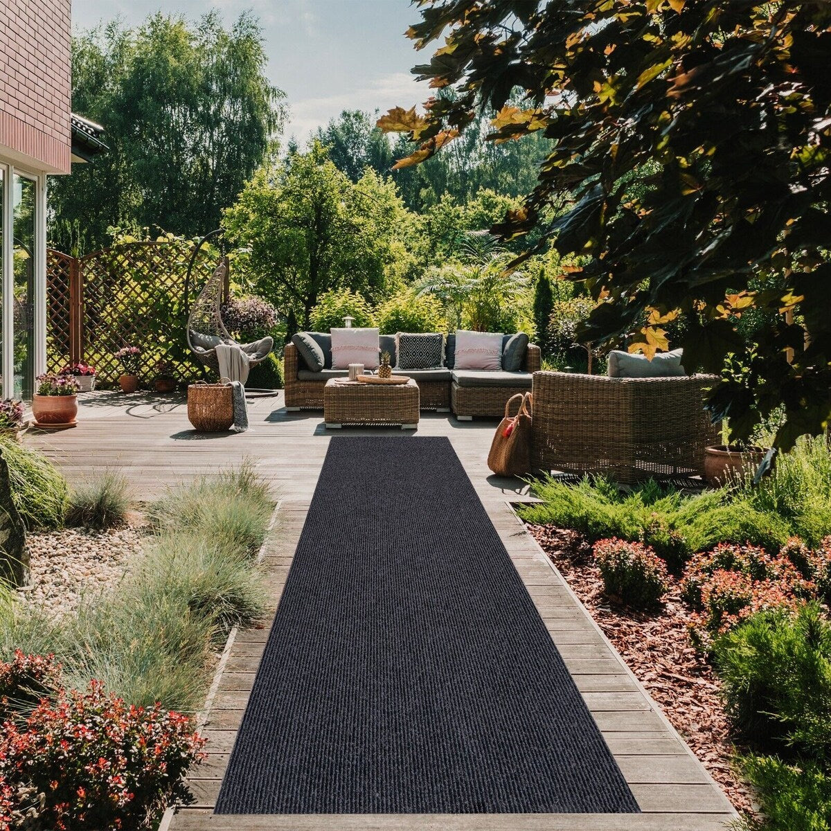 Tapis de couloir sur mesure pour intérieur/extérieur, 91 cm de large x longueur au choix, avec envers antidérapant en PVC