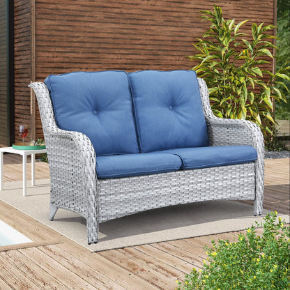 Gymojoy Outdoor Loveseat Wicker Sofa Set Rattan Sofa