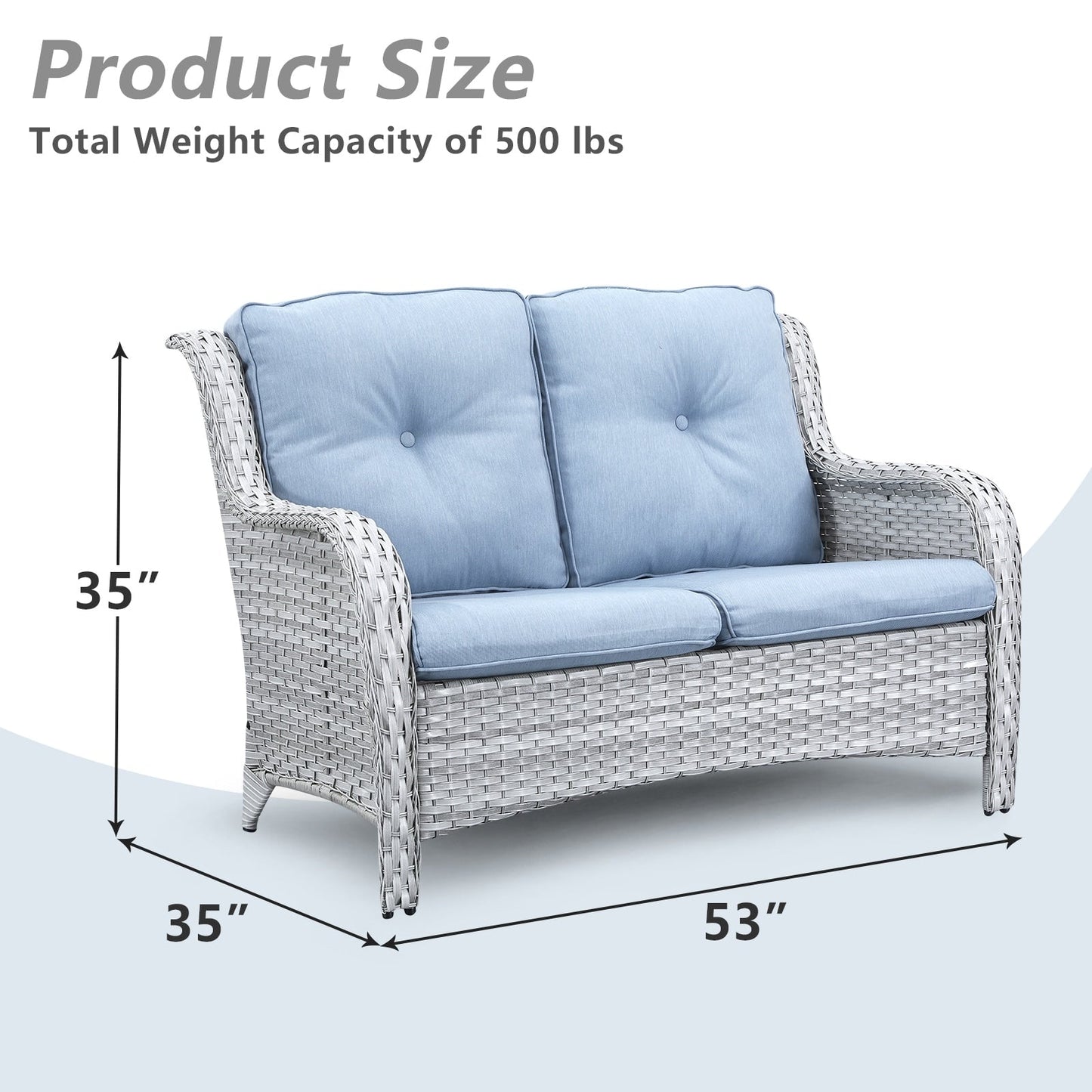 Gymojoy Outdoor Loveseat Wicker Sofa Set Rattan Sofa