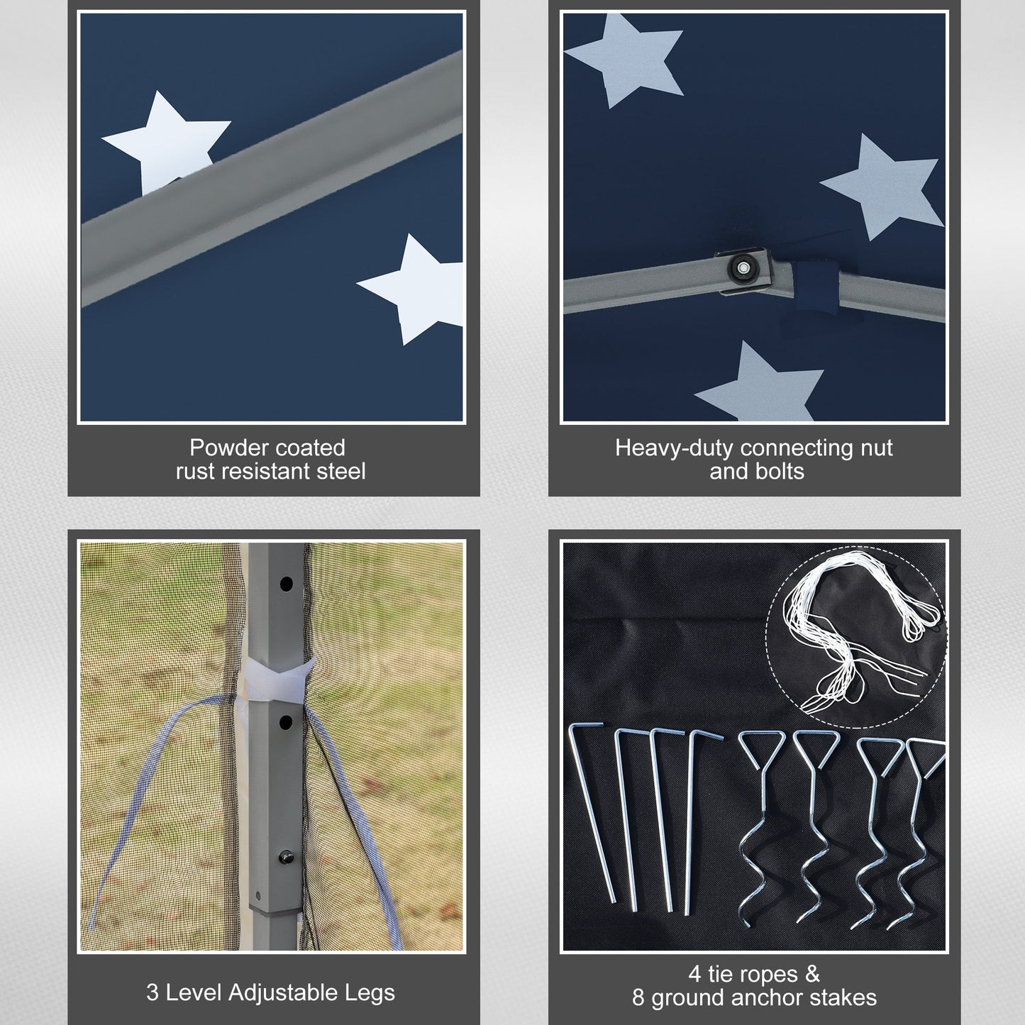 Auvent pop-up robuste Outsunny 10' x 10' avec filet latéral amovible en maille, conception facile à installer, événement de fête en plein air