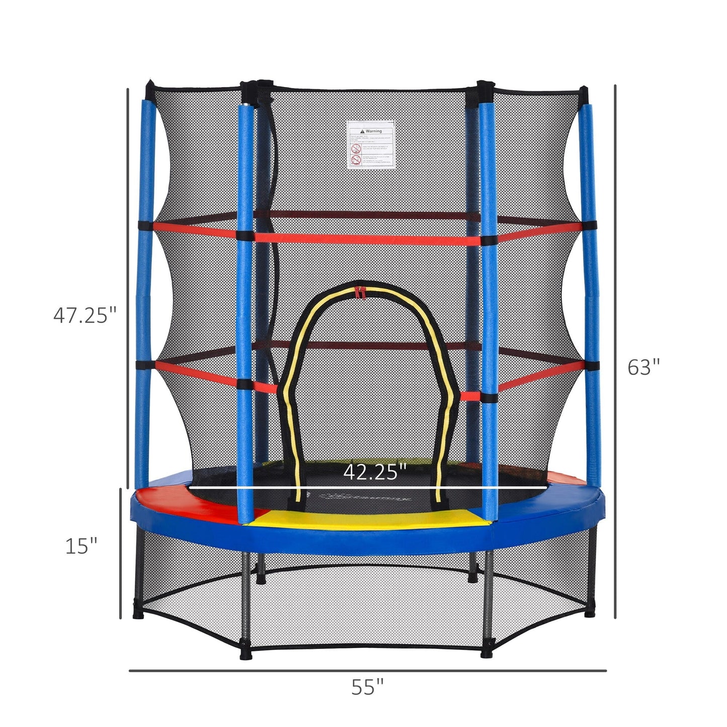Outsunny 5' Diameter Kids Trampoline with Net for Indoors & Outdoors, Ages 3 to 6