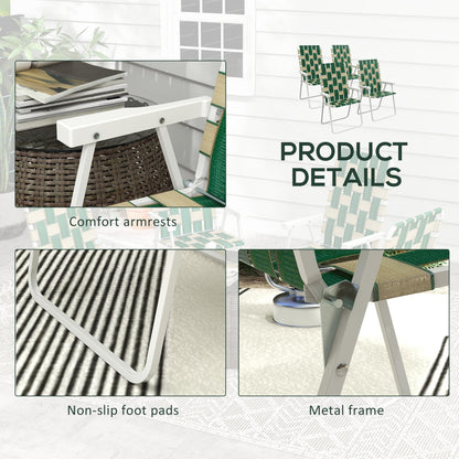 Outsunny Set of 4 Patio Folding Chairs, Classic Outdoor Camping Chairs, Portable Lawn Chairs for Camping