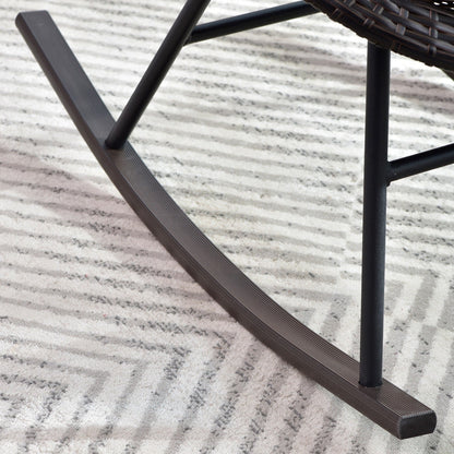 OVIOS 3-piece Patio Rocking Chair Bistro Set with Glass Coffee Table