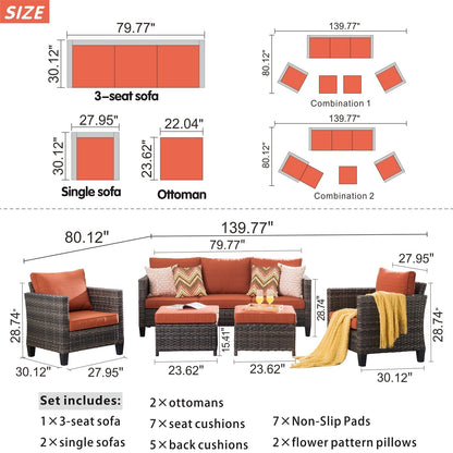 Ensemble de 5 sièges de jardin à dossier haut en osier OVIOS