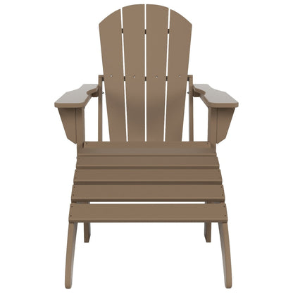 Chaise Adirondack pliable Polytrends Laguna en PEHD pour terrasse extérieure toutes saisons avec pouf (ensemble 2 pièces)