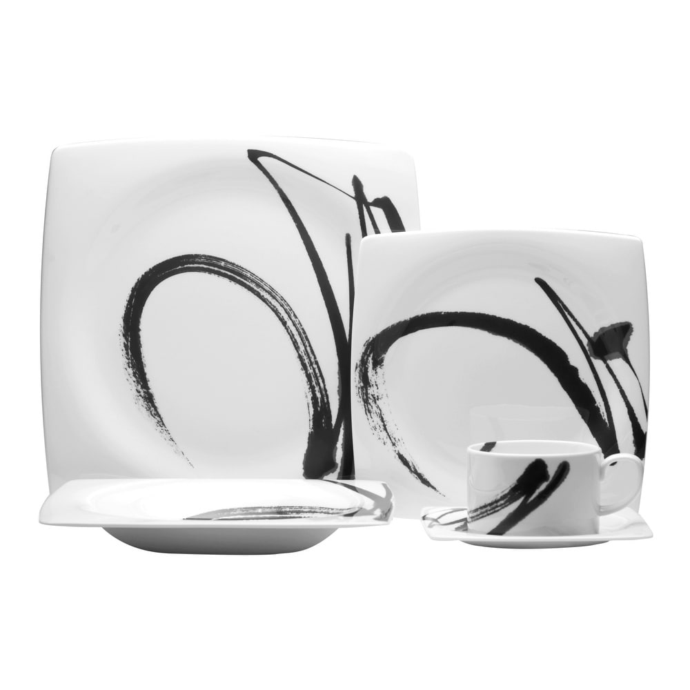 Assiettes carrées Paint It Black (lot de 6)