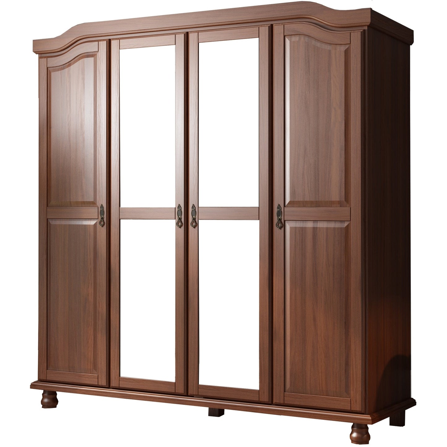 Armoire penderie 4 portes Kyle 100 % bois massif de Palace Imports avec portes en bois massif ou en miroir