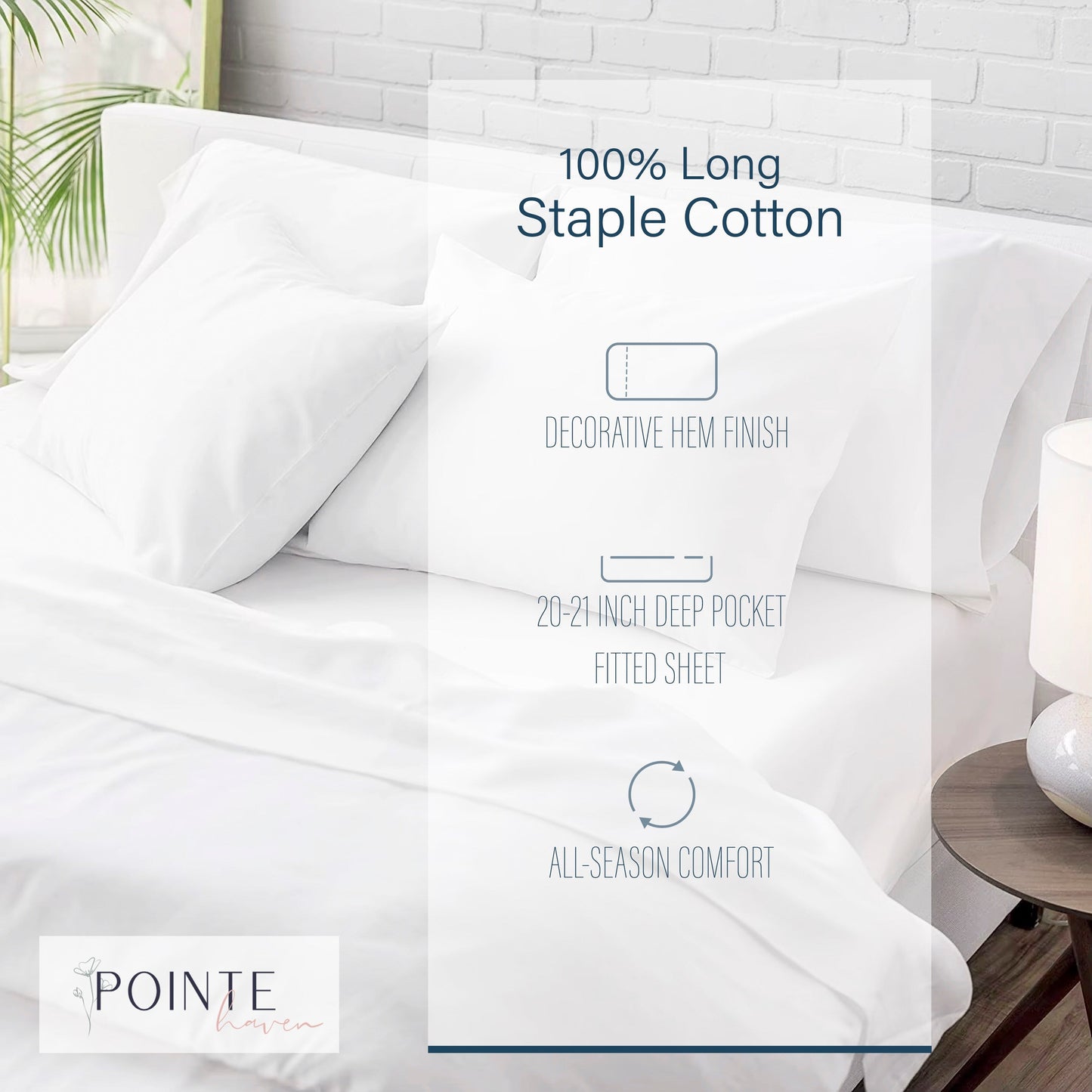 Pointehaven Deep Pocket 620 Thread Count Long Staple Cotton Sheet Set
