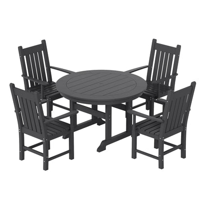 Polytrends Laguna Hdpe All Weather Outdoor Patio Dining Set with Round Table, Armchairs (5-Piece Set)