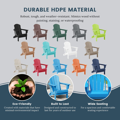 Chaise pliante Adirondack Polytrends Laguna résistante à la décoloration et aux intempéries pour patio extérieur