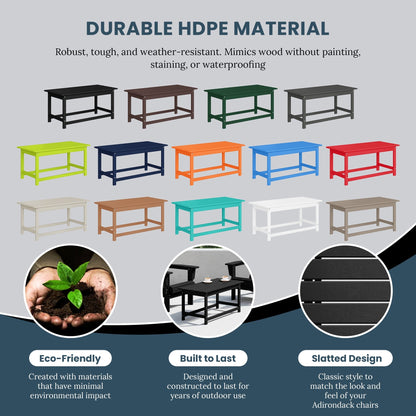 Table basse rectangulaire d'extérieur Polytrends Laguna en PEHD, résistante aux intempéries