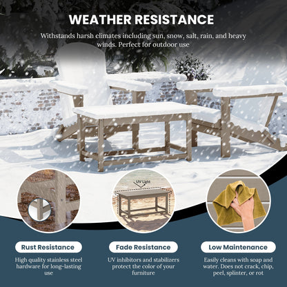 Table basse rectangulaire d'extérieur Polytrends Laguna en PEHD, résistante aux intempéries