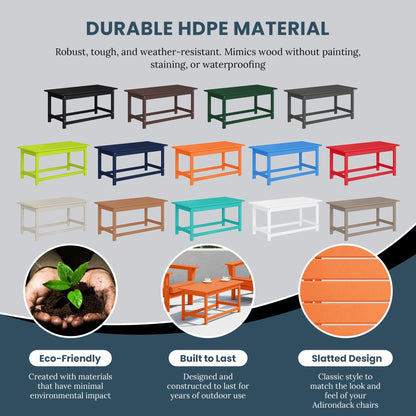 Table basse rectangulaire d'extérieur Polytrends Laguna en PEHD, résistante aux intempéries