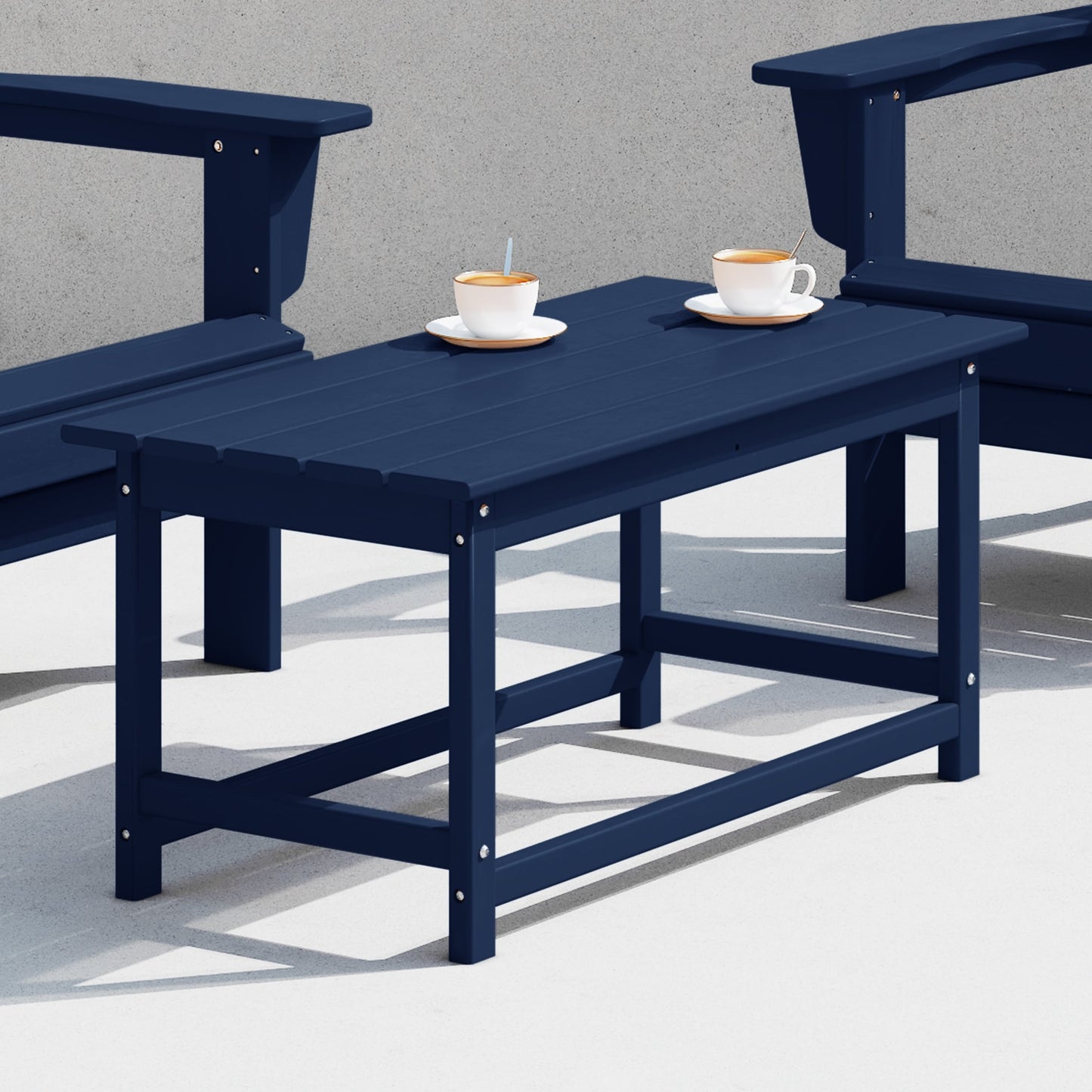 Table basse rectangulaire d'extérieur Polytrends Laguna en PEHD, résistante aux intempéries