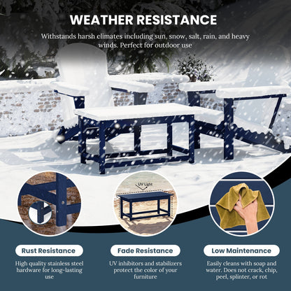 Table basse rectangulaire d'extérieur Polytrends Laguna en PEHD, résistante aux intempéries