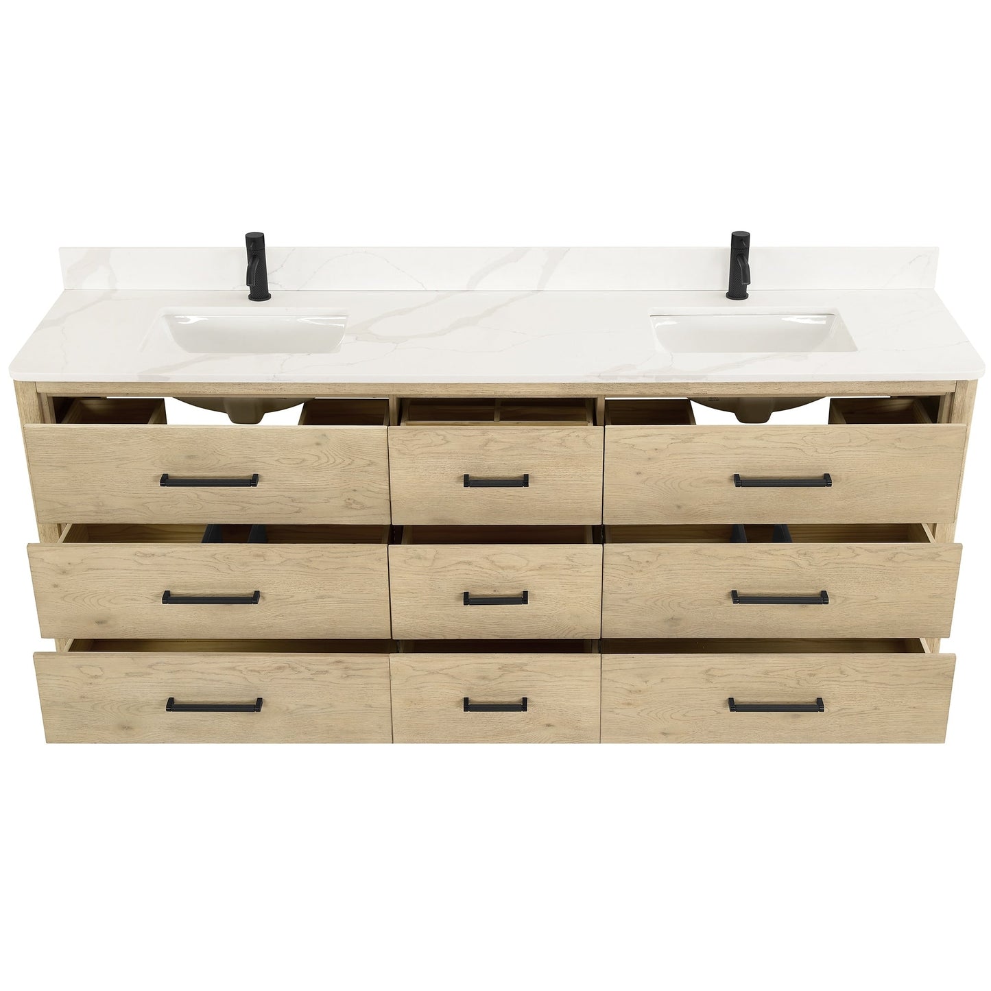 Meuble-lavabo Porto avec dessus en quartz blanc sans miroir