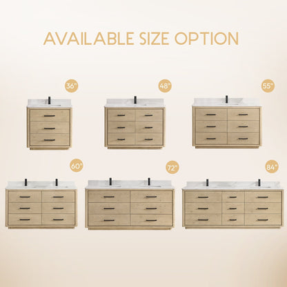 Meuble-lavabo Porto avec dessus en quartz blanc sans miroir