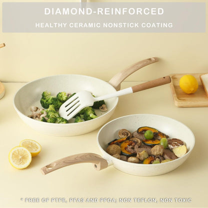 Ensemble de casseroles et poêles antiadhésives en céramique Ensemble de cuisine antiadhésive avec poêle à frire, casserole, sauteuse, cocotte