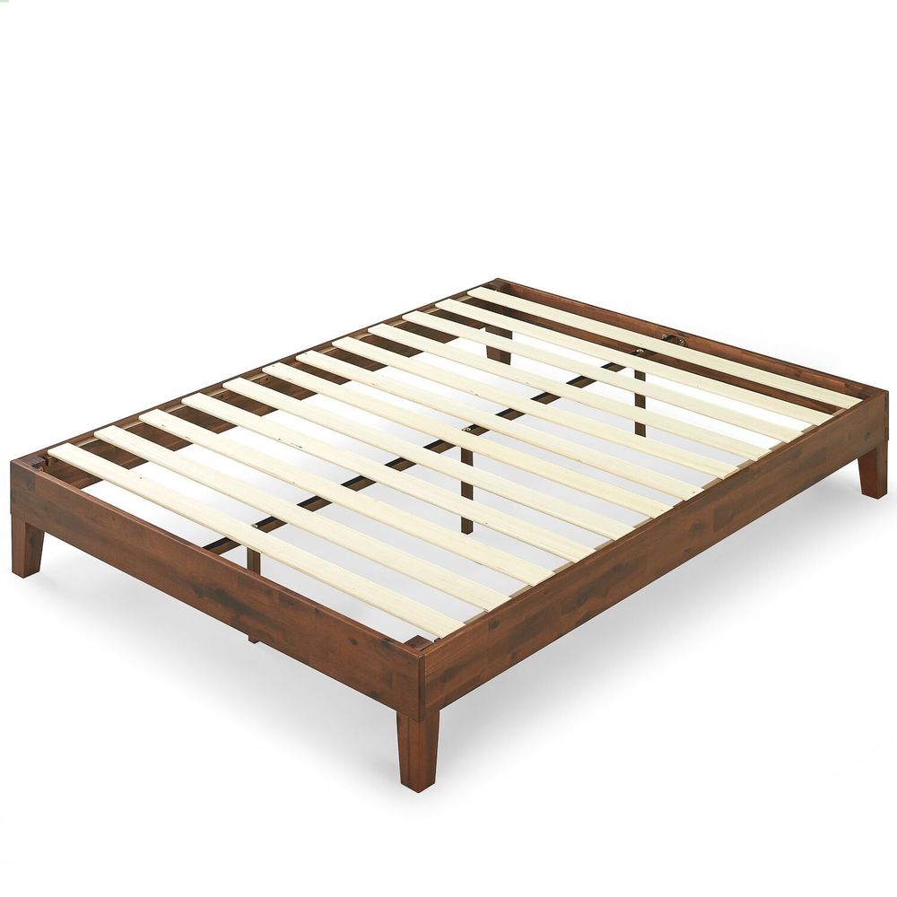 Lit plateforme de luxe en bois massif expresso antique Priage par Zinus