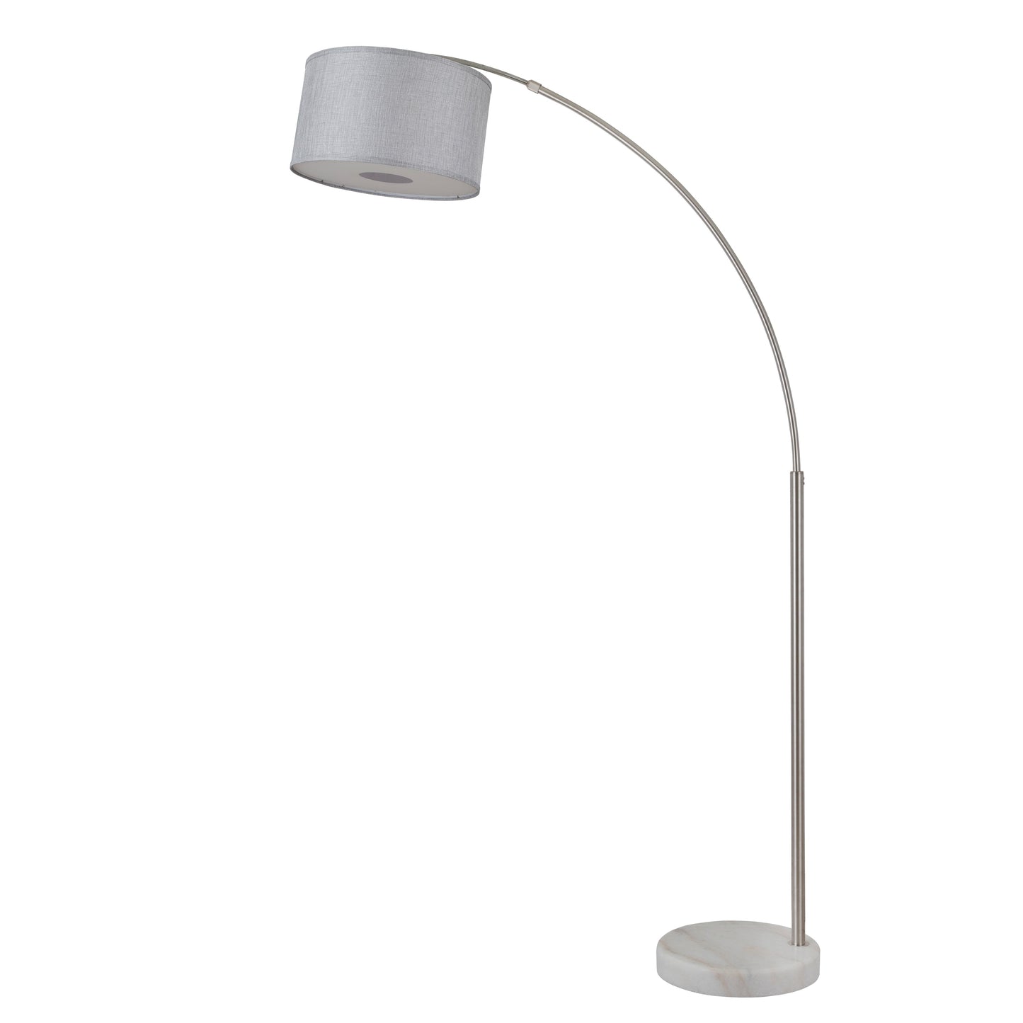 Lampadaire arqué réglable en acier Q-Max 81 avec abat-jour extra large et base en marbre