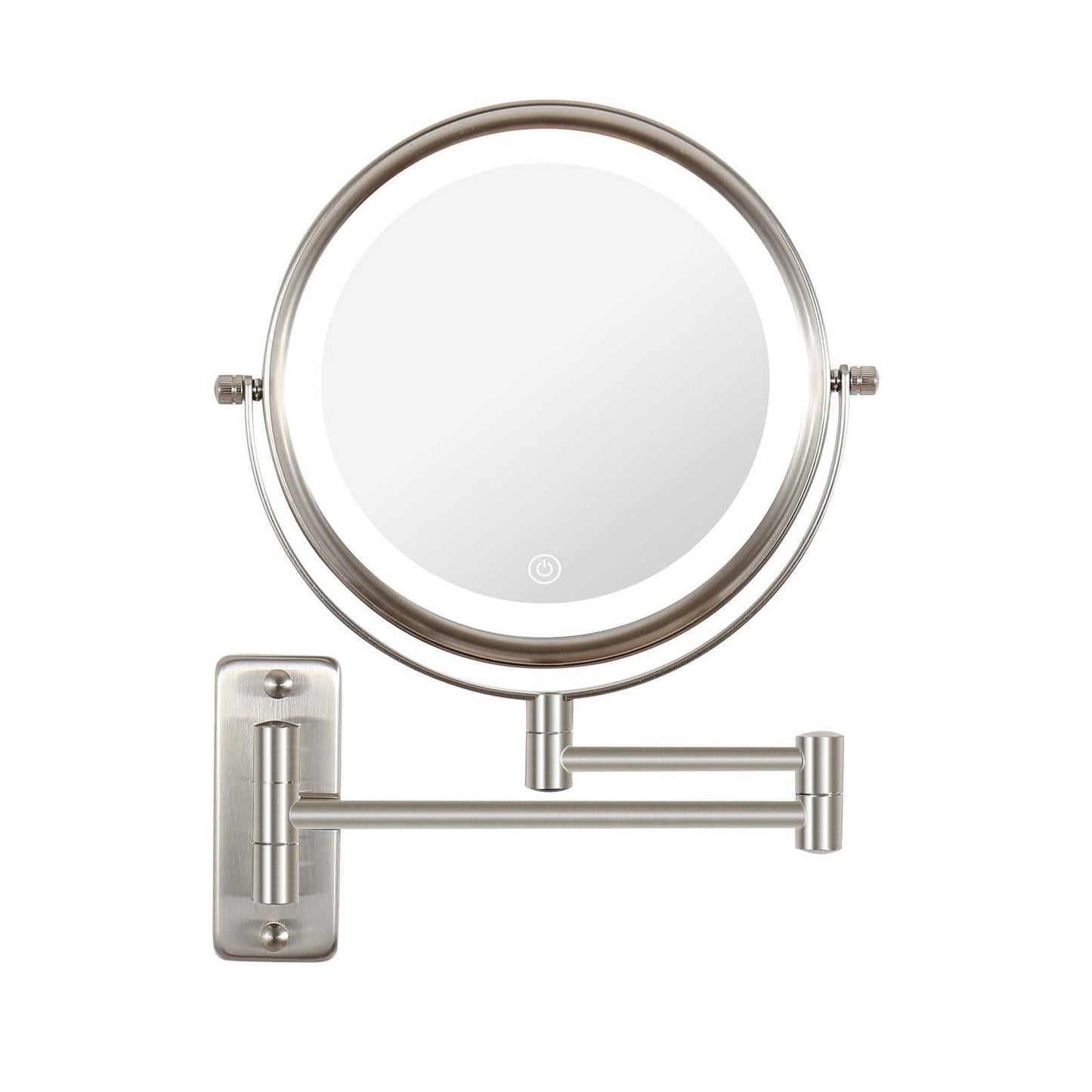 Miroir de maquillage mural rond de 8 pouces pour salle de bain, rechargeable, grossissement 1x/10x, 3 couleurs d'éclairage